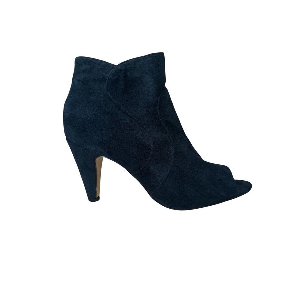 Bella Vita Navy Peep Toe Ankle Booties Women’s 7.5M Side Zip Stiletto Heels